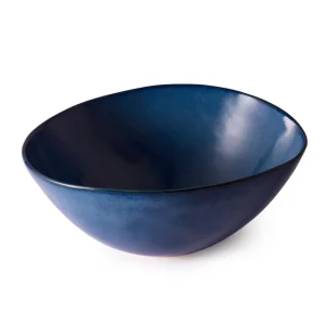 Perfect Hideaways: A medium-sized deep blue ceramic serving bowl with a rich, glossy glaze and artisanal shape. Perfect Hideaways shop