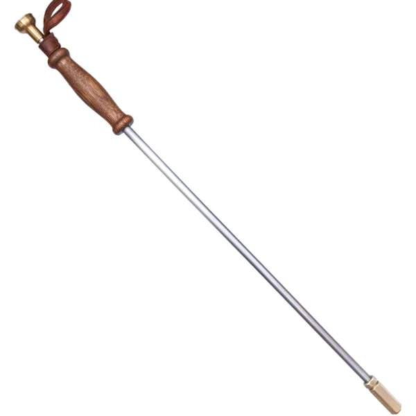 Perfect Hideaways: Donkey Fire Blower. A handcrafted fire blower with a polished wooden handle, long metal shaft, and brass nozzle, designed for efficiently stoking fires with ease and style. Perfect Hideaways shop