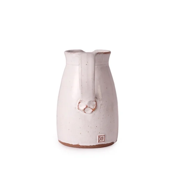 Perfect Hideaways: Rear view of a Water Jug showing its sculpted handle attachment and subtle maker's mark impressed into the glaze. The shop