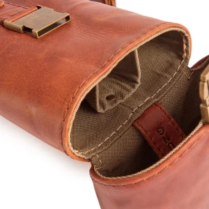 Perfect Hideaways: The Jack Sack. Interior view of the yoga mat bag, showing durable canvas lining and internal pocket stitched with fine leather detailing. Perfect Hideaways shop