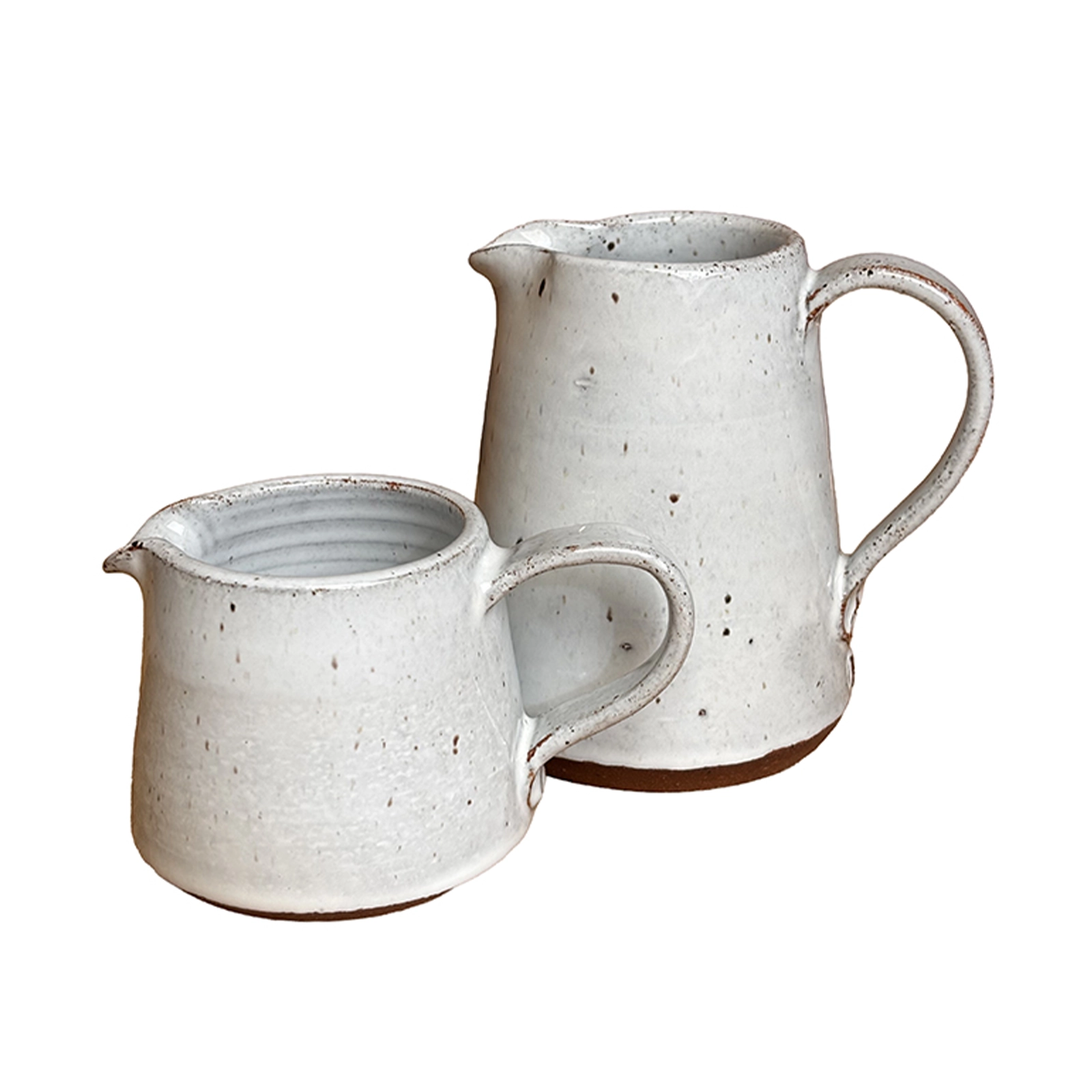 Perfect Hideaways handcrafted white ceramic milk jugs with rustic speckled finish Perfecthideawaysshop